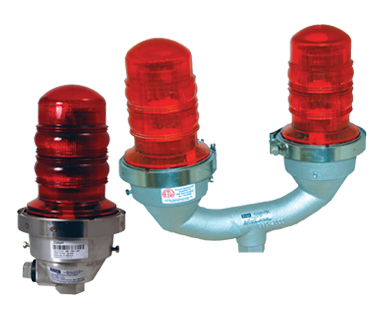 FAA Approved Made in The USA. Double L-810 Incandescent Red Aircraft Warning Light Obstruction Light 120VAC with 3/4 Bottom Hub 
